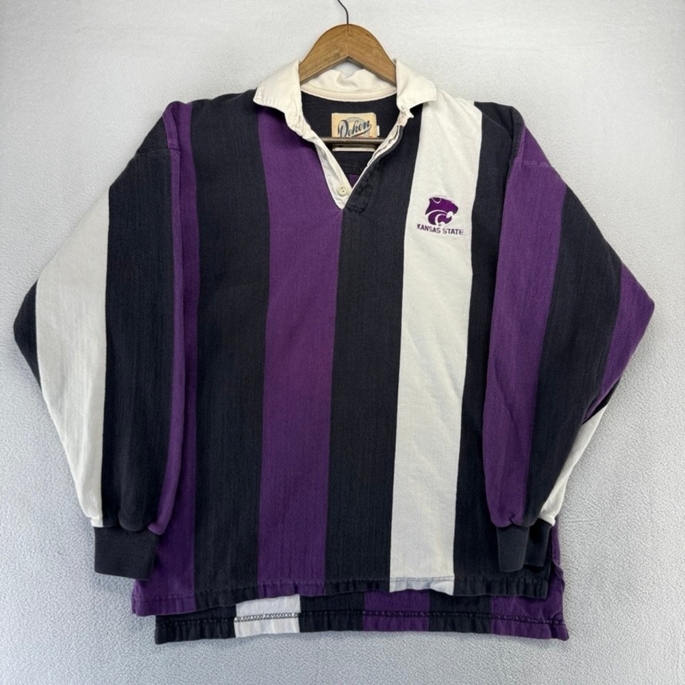Vintage Kansas State Rugby Shirt men's Large Purple Black Colorblock Dehen 90s